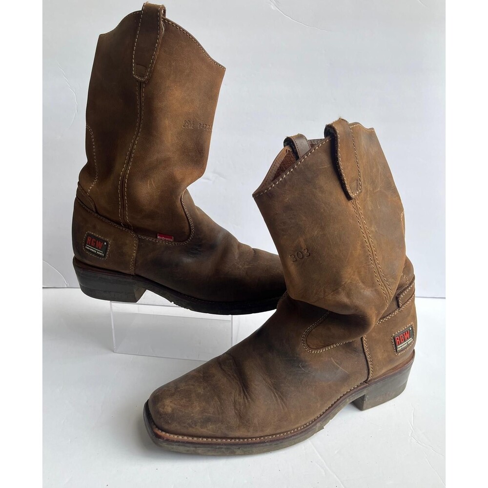 Rio Grande Men's Cowboy Boots 10.5 Brown Leather Western Boots